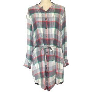 Matilda Jane Coming to Town Red & Green Plaid Button Down Shirtdress Women's M